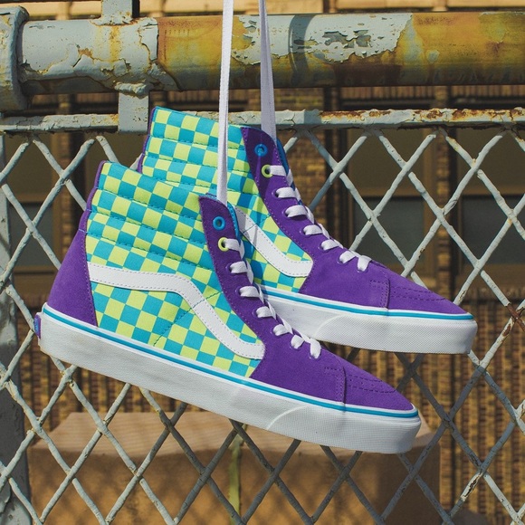 green and purple vans